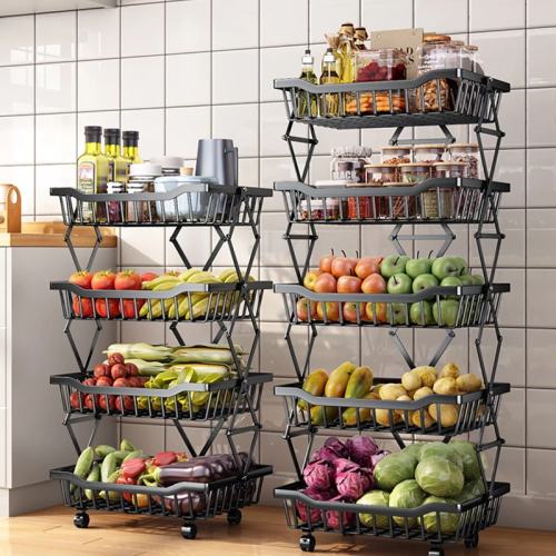 3-4-5-Tier Foldable Vegetable Basket Stand