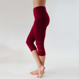 Mesh Capris Yoga Leggings with Pockets