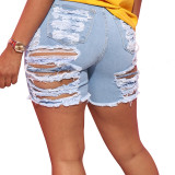 Butterfly Embroidered Hollow Out Denim Shorts