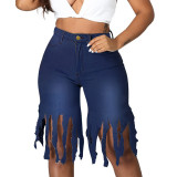 Sexy Plus Size High Waisted Ripped Denim Shorts