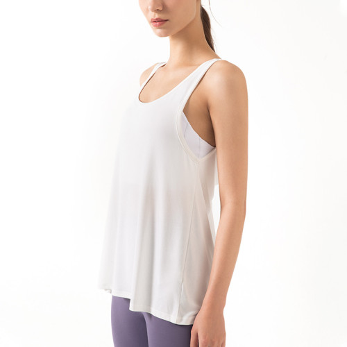 Pure Color Open Back Knotted T-Shirt Yoga Tops