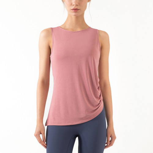 Pure Color Two Sides Wear T-Shirt Yoga Tops