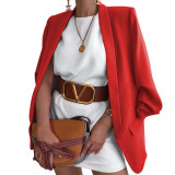 Women Casual Solid Color Turndown Collar Blazer Outwear