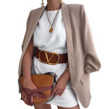 Women Casual Solid Color Turndown Collar Blazer Outwear
