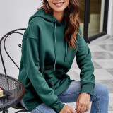 Casual Hooded Collar Solid Pocket Hoodie For Women