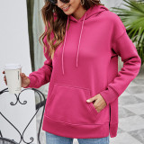 Casual Hooded Collar Solid Pocket Hoodie For Women