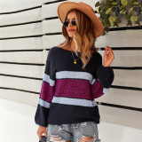 Casual Color Block Pullover Sweater