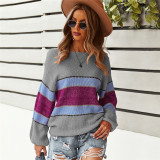 Casual Color Block Pullover Sweater