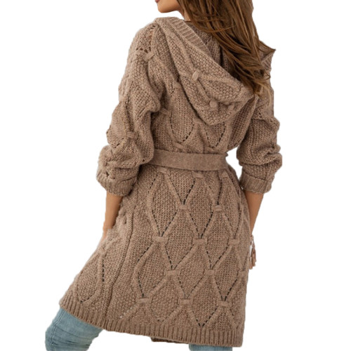 Knitted Hoodie Long Sleeve Casual Cardigan Sweater Coat