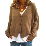 Solid Color Casual Loose Sweater Knitted Cardigan