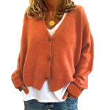 Solid Color Casual Loose Sweater Knitted Cardigan