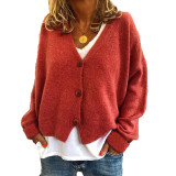 Solid Color Casual Loose Sweater Knitted Cardigan