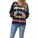 Striped Print Hooded Sweatshirt Tops
