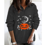 Halloween Stand Collar Zipper Long Sleeve Sweater