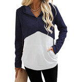 Zipper Long Sleeve Hoodie Tops with Pockets