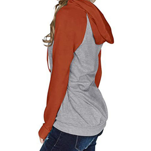 Contrast Color Long Sleeve Hoodie Sweatshirt