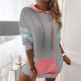 Long Sleeve Hoodie Contrast Stitched T-Shirt