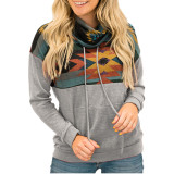 Sun Totem Printed National Style High Neck Hoodie