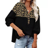 Leopard Print Loose Casual Long Sleeve Hoodies Sweatshirts