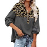 Leopard Print Loose Casual Long Sleeve Hoodies Sweatshirts