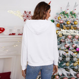 Women Patchwork Christmas Hoodie With Pocket