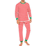 Christmas Striped Long Sleeve Men's Pajamas