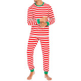 Christmas Striped Long Sleeve Men's Pajamas