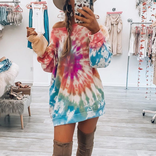 Tie Dyed Crew Neck Long Sleeve T-shirt