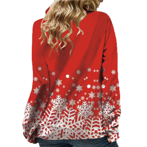 Christmas Printed Long Sleeve Drawstring Sweatshirt