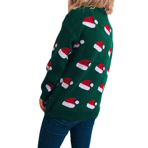 Christmas Hat Knitted Pullover Long Sleeve Sweaters