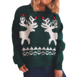 Christmas Elk Sweater Round Neck Long Sleeve Knitted Pullover
