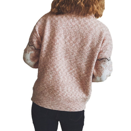 Christmas Snowflake Sweater Turtleneck Long Sleeve Knitted Tops