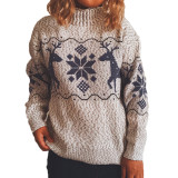 Christmas Snowflake Sweater Turtleneck Long Sleeve Knitted Tops