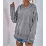 Solid Color Hooded Long Sleeve Sweatshirts