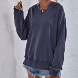 Solid Color Hooded Long Sleeve Sweatshirts
