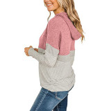 Hooded Drawstring Stitched Striped Pullover Sweatshirts