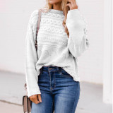 Solid Color Round Neck Long Sleeve Sweater Tops