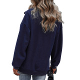 Women Solid Color Stand Collar Zipper Sweatshirts