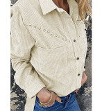 Solid Color Turndown Collar Button Down Shirt Jackets