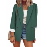 Women Solid Color Turndown Collar Blazer Outerwear