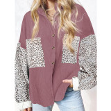 Leopard Print Turndown Collar Button Down Shirt Jackets