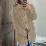 Solid Color Turndown Collar Loose Single Breasted Jacket Coats