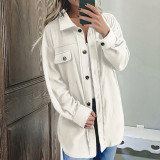 Solid Color Turndown Collar Loose Single Breasted Jacket Coats
