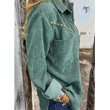 Solid Color Turndown Collar Button Down Shirt Jackets