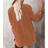 Solid Color Corduroy Lapel Loose Shirt Outerwear