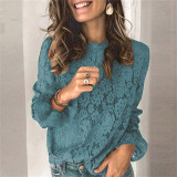 Trumpet Long Sleeve Hollow Out Lace Shirt