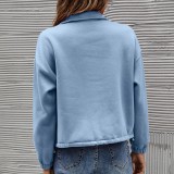 Casual Fleece Loose Neck Zip Up Pullover Sweatshirt