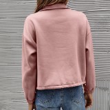 Casual Fleece Loose Neck Zip Up Pullover Sweatshirt