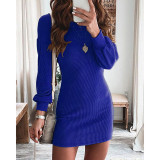 Solid Color Elegant Bodycon Knitted Dresses Mini Dress