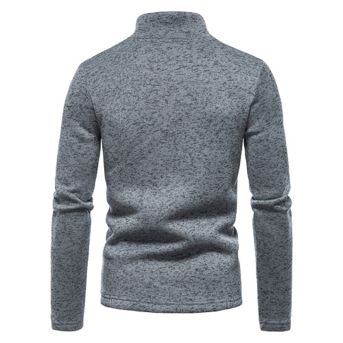 Men's Solid Color Zipper Mock Neck Sweatshirt